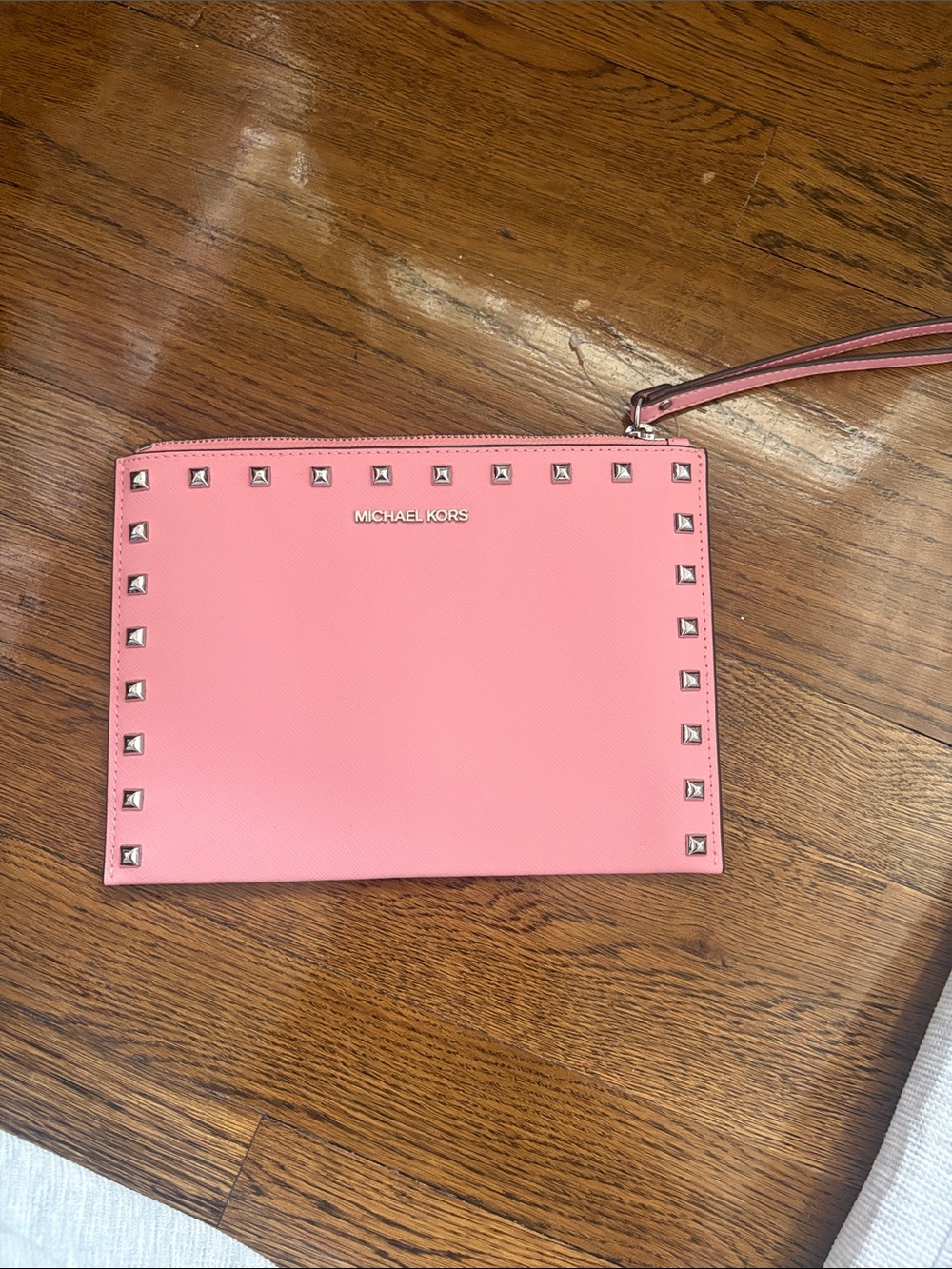 Michael Kors Pink Stud-Trim Wristlet Clutch